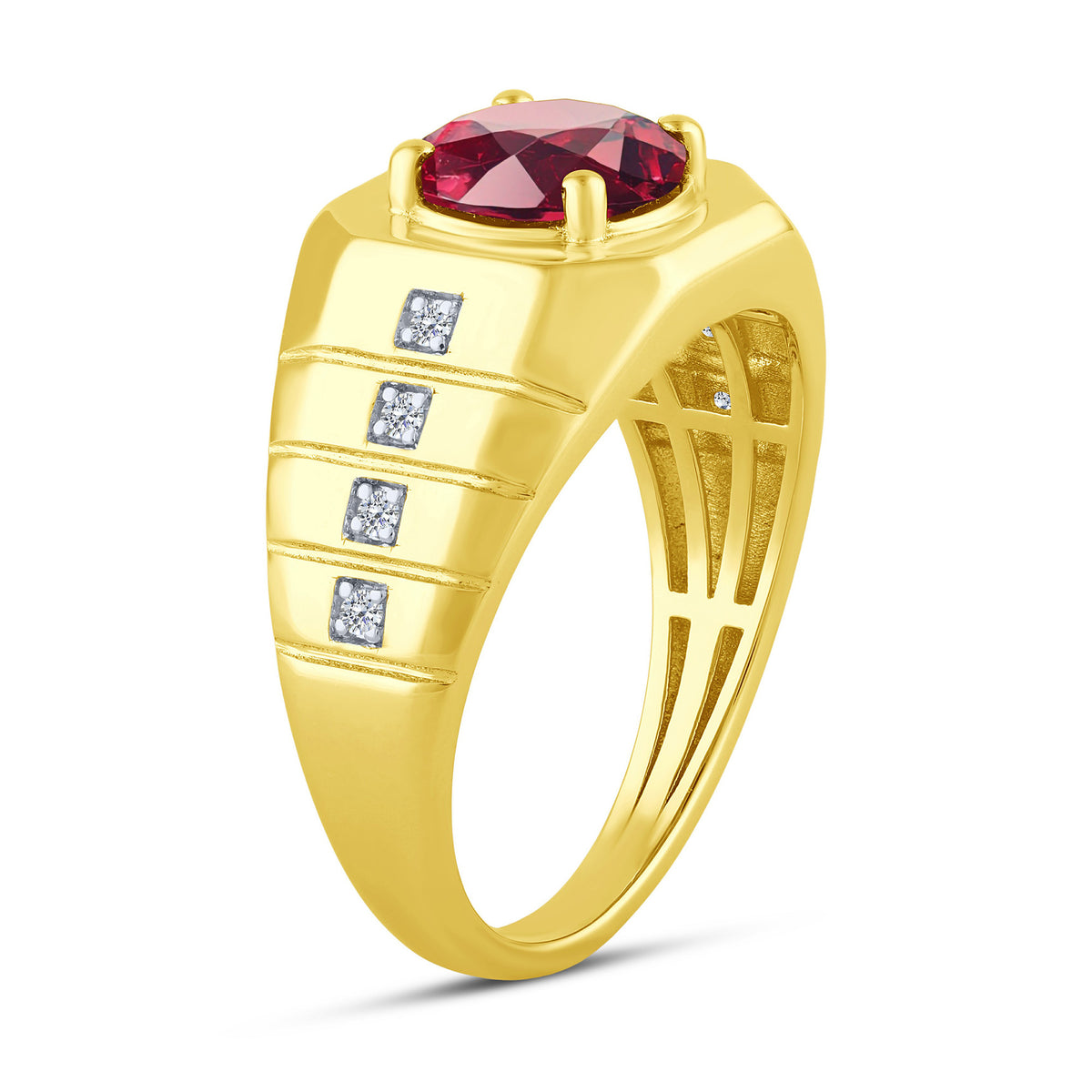 10K Yellow Gold Round Lab-Grown Diamond Men's Fashion Ring – 2.33 CTW - product
