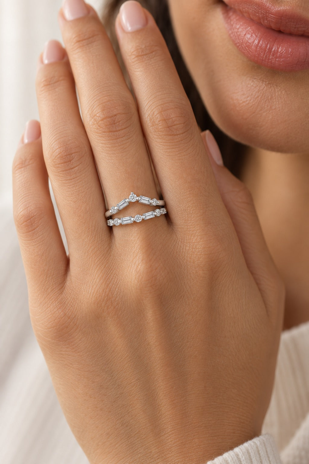 14K White Gold Lab-Grown Diamond Ring Wrap – 0.572 CTW - lifestyle