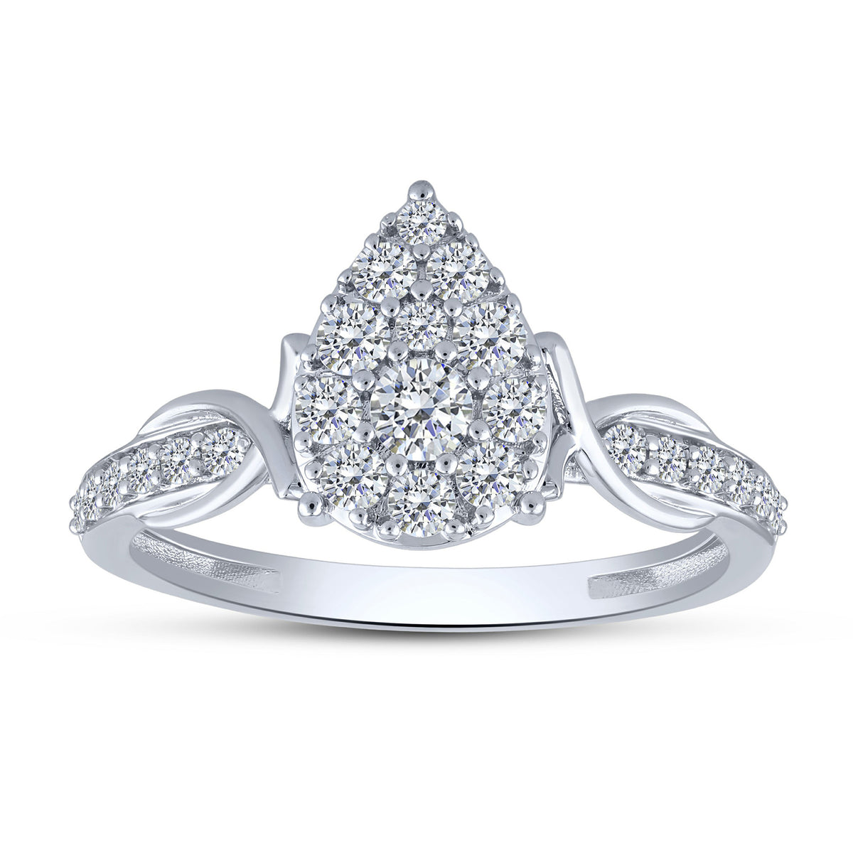 10K White Gold Round Lab-Grown Diamond Engagement Ring – 0.5 CTW - product