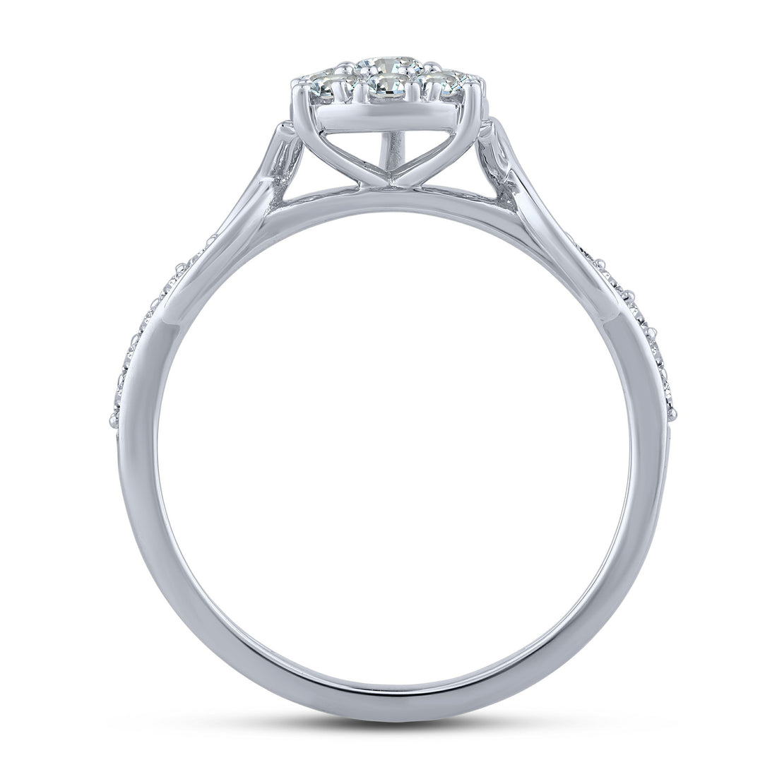 10K White Gold Pear-Shaped Composite Cluster Lab-Grown Diamond Engagement Ring – 0.5 CTW - product