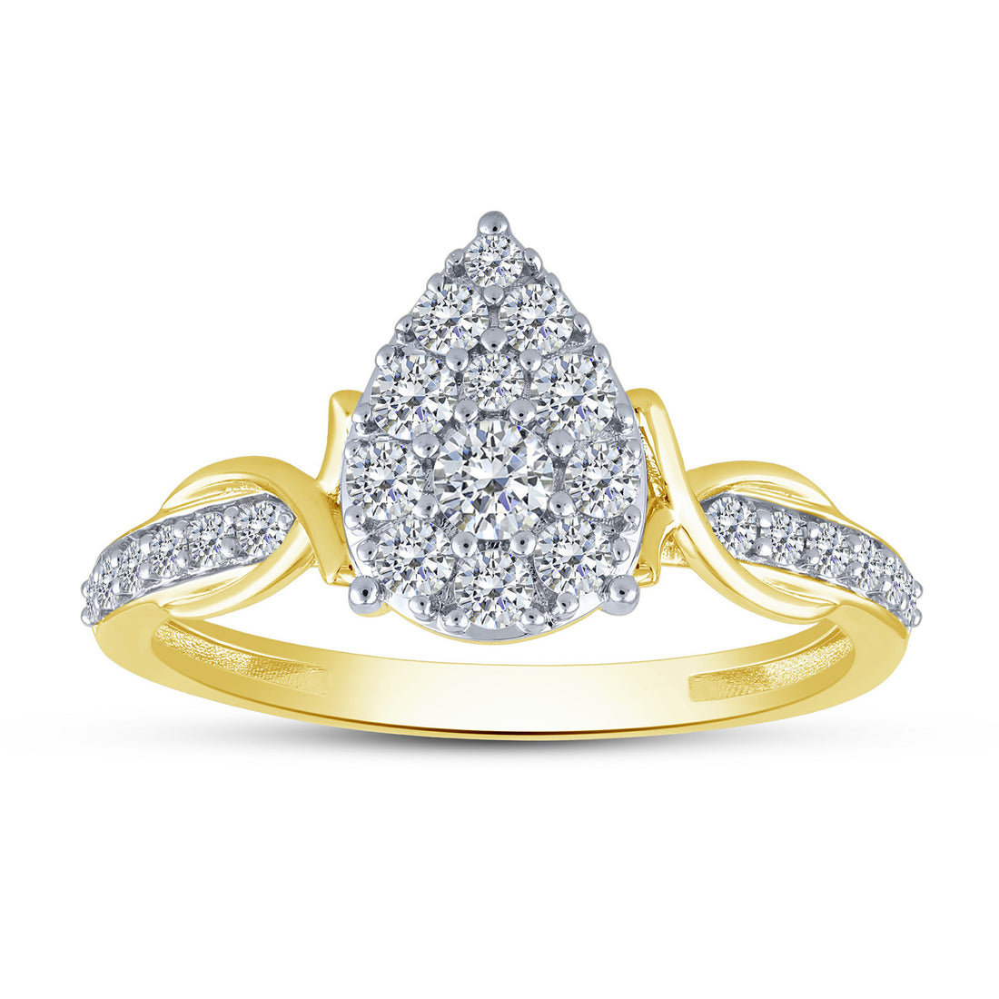 10K Yellow Gold Pear-Shaped Composite Lab-Grown Diamond Engagement Ring – 0.5 CTW - product
