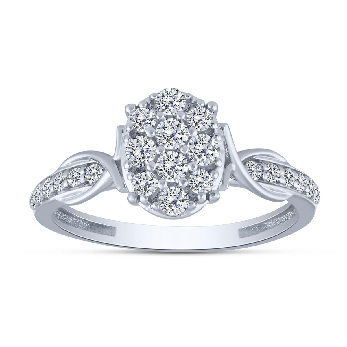10K White Gold Round Lab-Grown Diamond Engagement Ring – 0.5 CTW - product