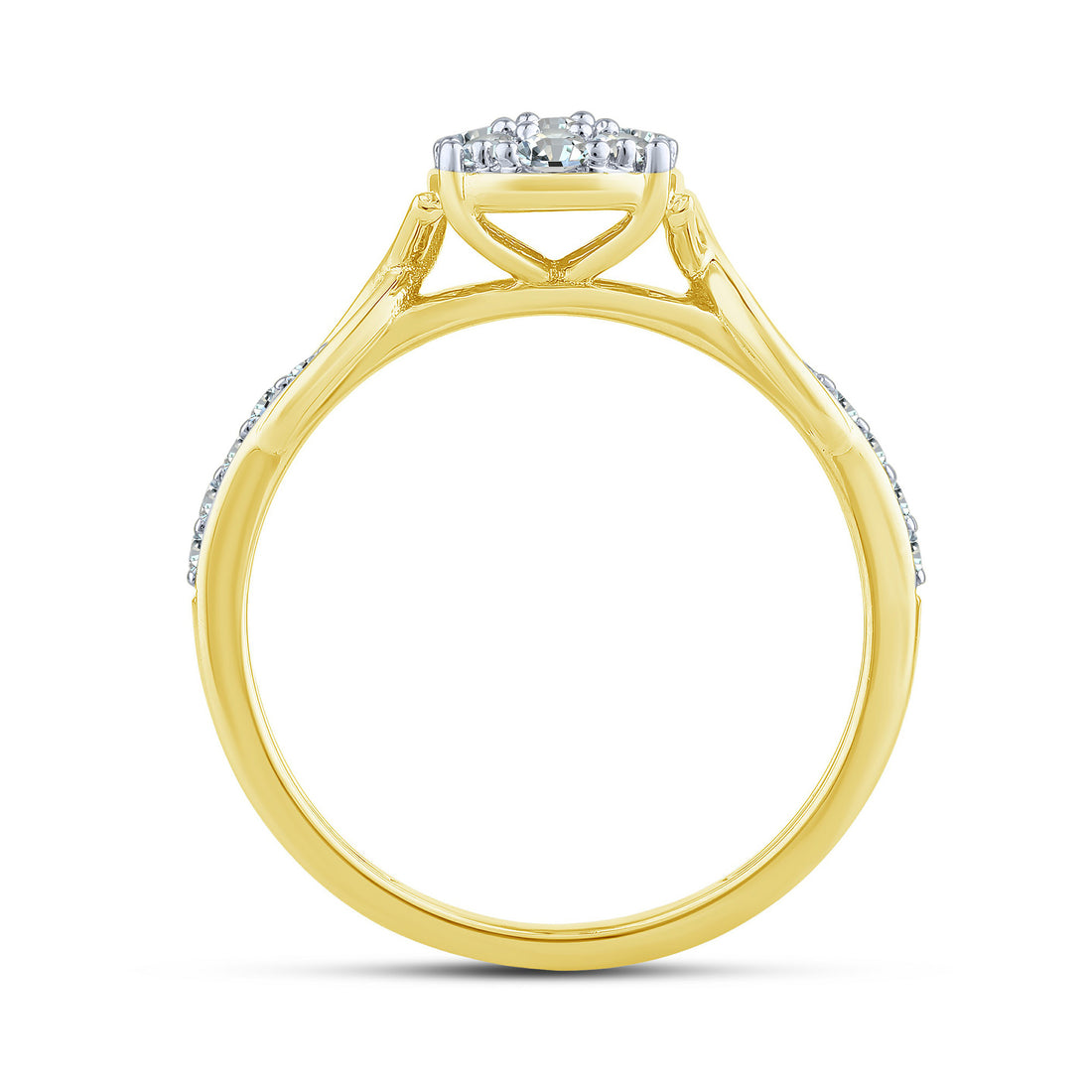 10K Yellow Gold Oval Cluster Twisted Pavé Lab-Grown Diamond Engagement Ring – 0.5 CTW - product