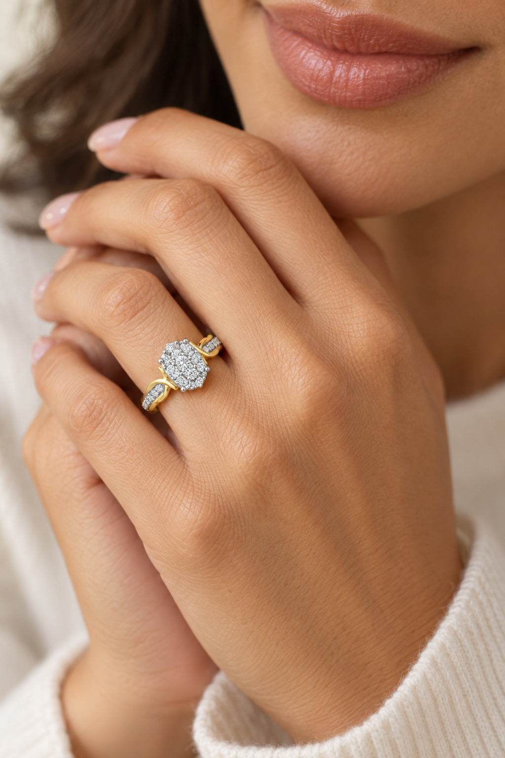10K Yellow Gold Round Lab-Grown Diamond Engagement Ring – 0.5 CTW - lifestyle