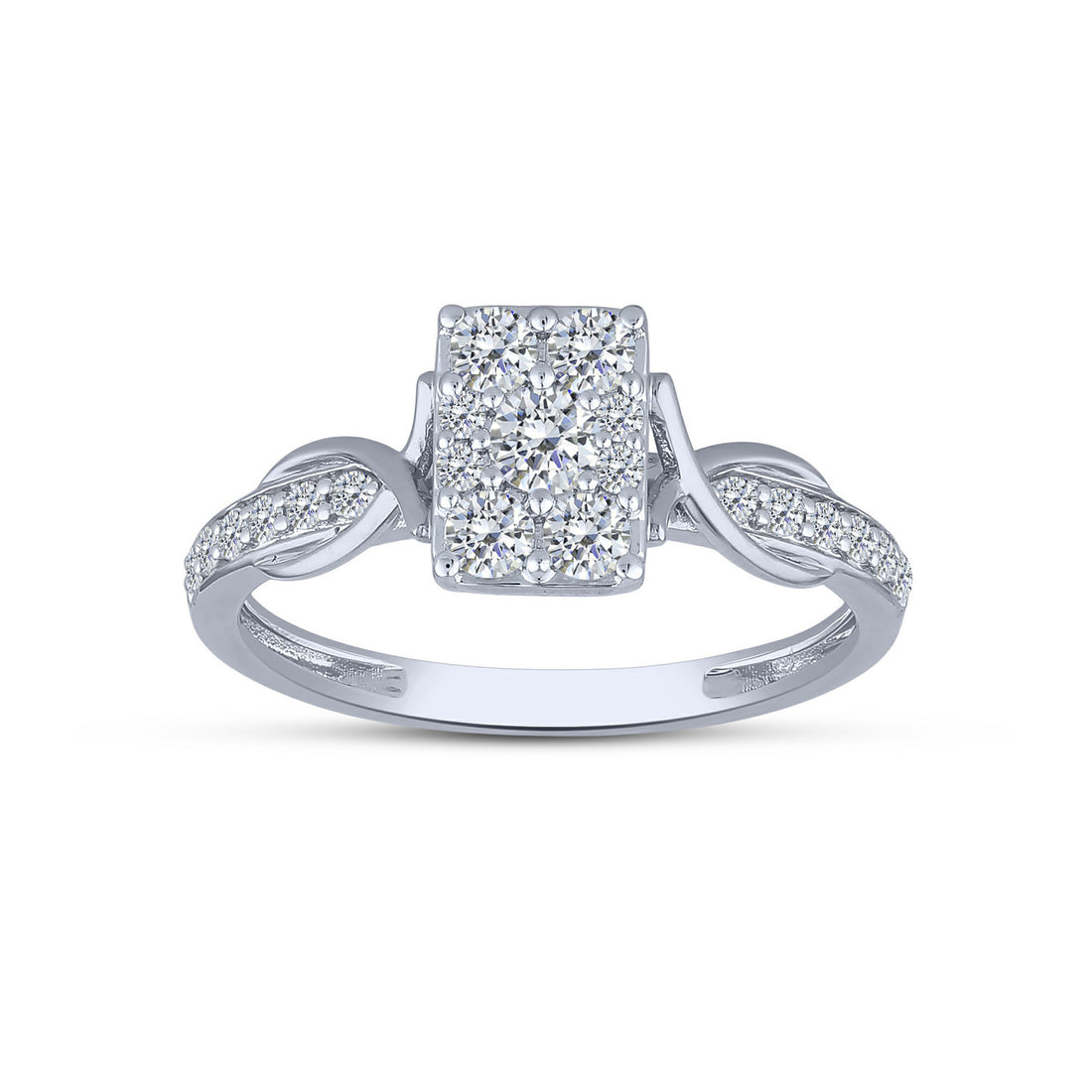 10K White Gold Rectangular Composite Lab-Grown Diamond Engagement Ring – 0.5 CTW - product