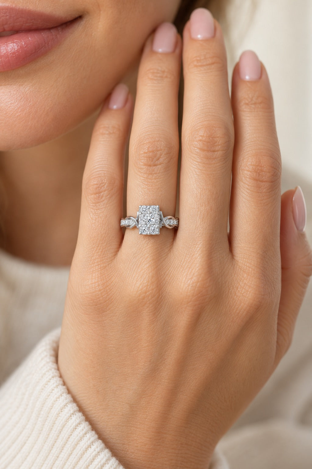 10K White Gold Round Lab-Grown Diamond Engagement Ring – 0.5 CTW - lifestyle