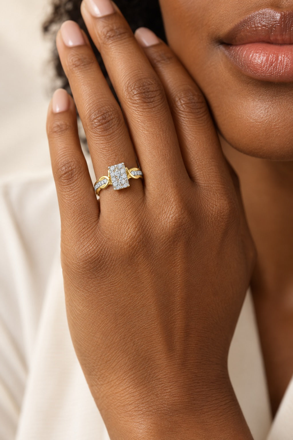 10K Yellow Gold Round Lab-Grown Diamond Engagement Ring – 0.5 CTW - lifestyle