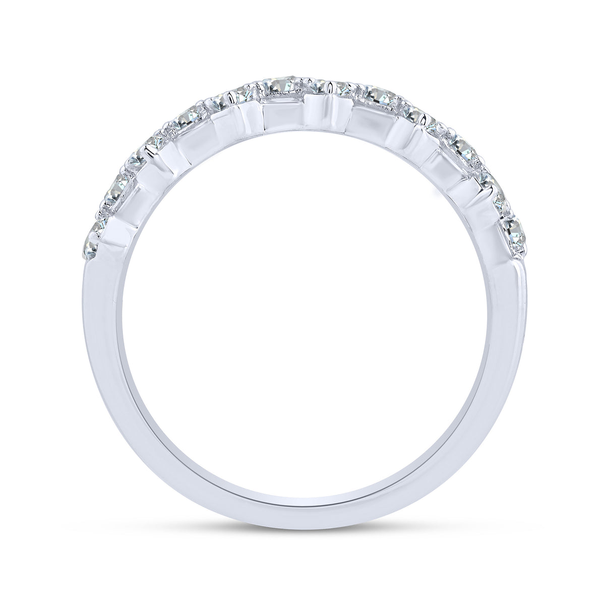 10K White Gold Lab-Grown Diamond Wedding Band – 0.82 CTW - product