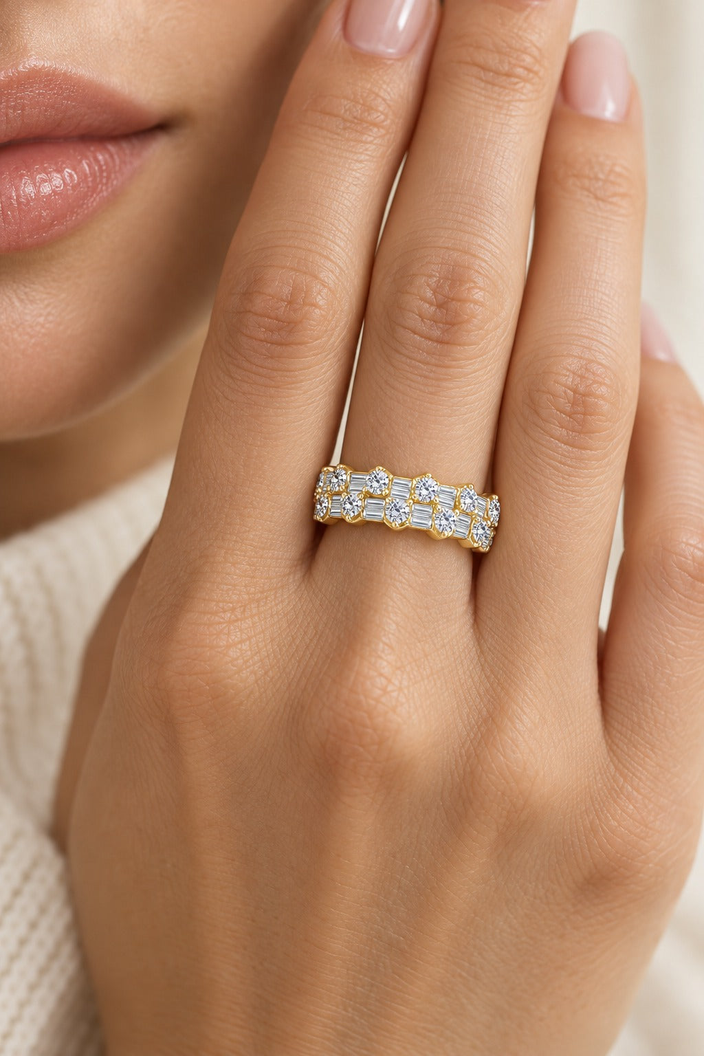 10K Yellow Gold Lab-Grown Diamond Wedding Band – 0.82 CTW - lifestyle