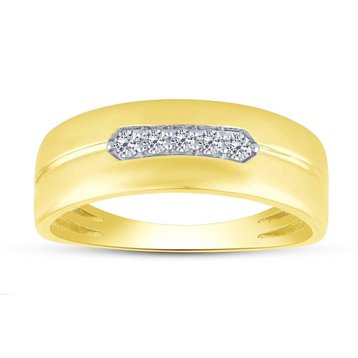 14K Yellow Gold Round Lab-Grown Diamond Men's Wedding Band – 0.16 CTW - product