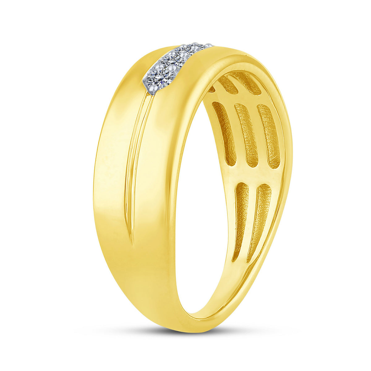 14K Yellow Gold Round Lab-Grown Diamond Men's Wedding Band – 0.16 CTW - product