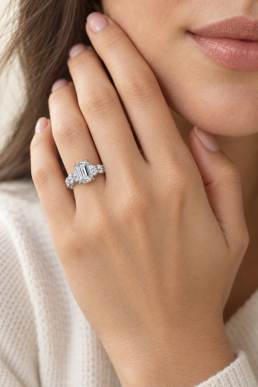 14K White Gold Lab-Grown Diamond Engagement Ring – 7.02 CTW - lifestyle