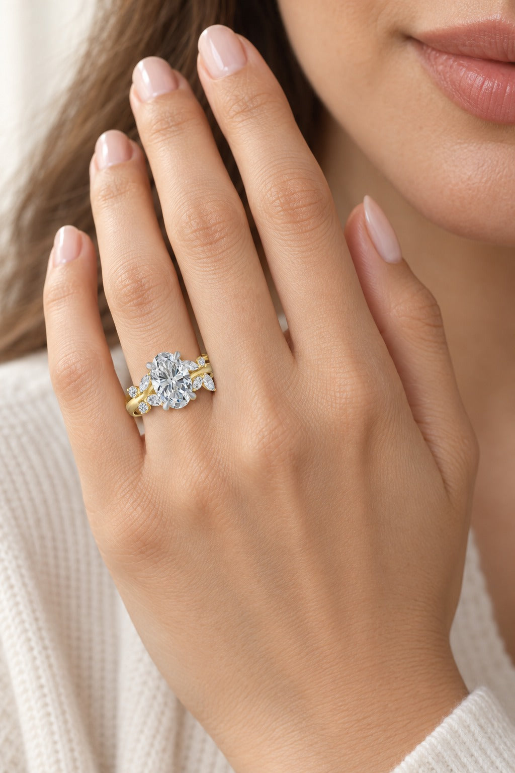 10K Two-Tone Gold Lab-Grown Diamond Engagement Ring – 3.68 CTW - lifestyle