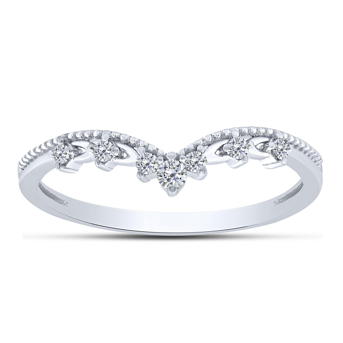 10K White Gold Round Lab-Grown Diamond Wedding Band – 0.09 CTW - product