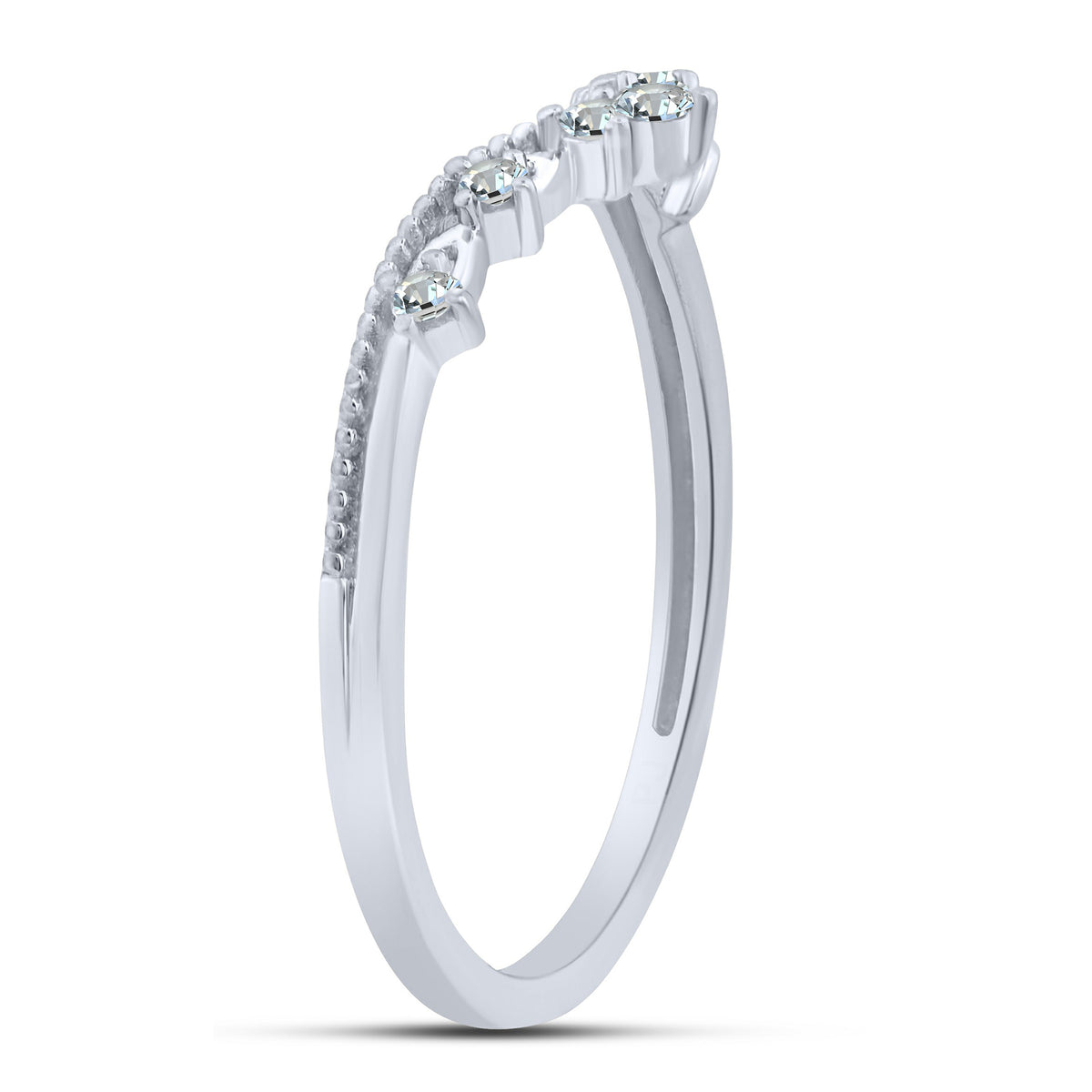 10K White Gold Round Lab-Grown Diamond Wedding Band – 0.09 CTW - product