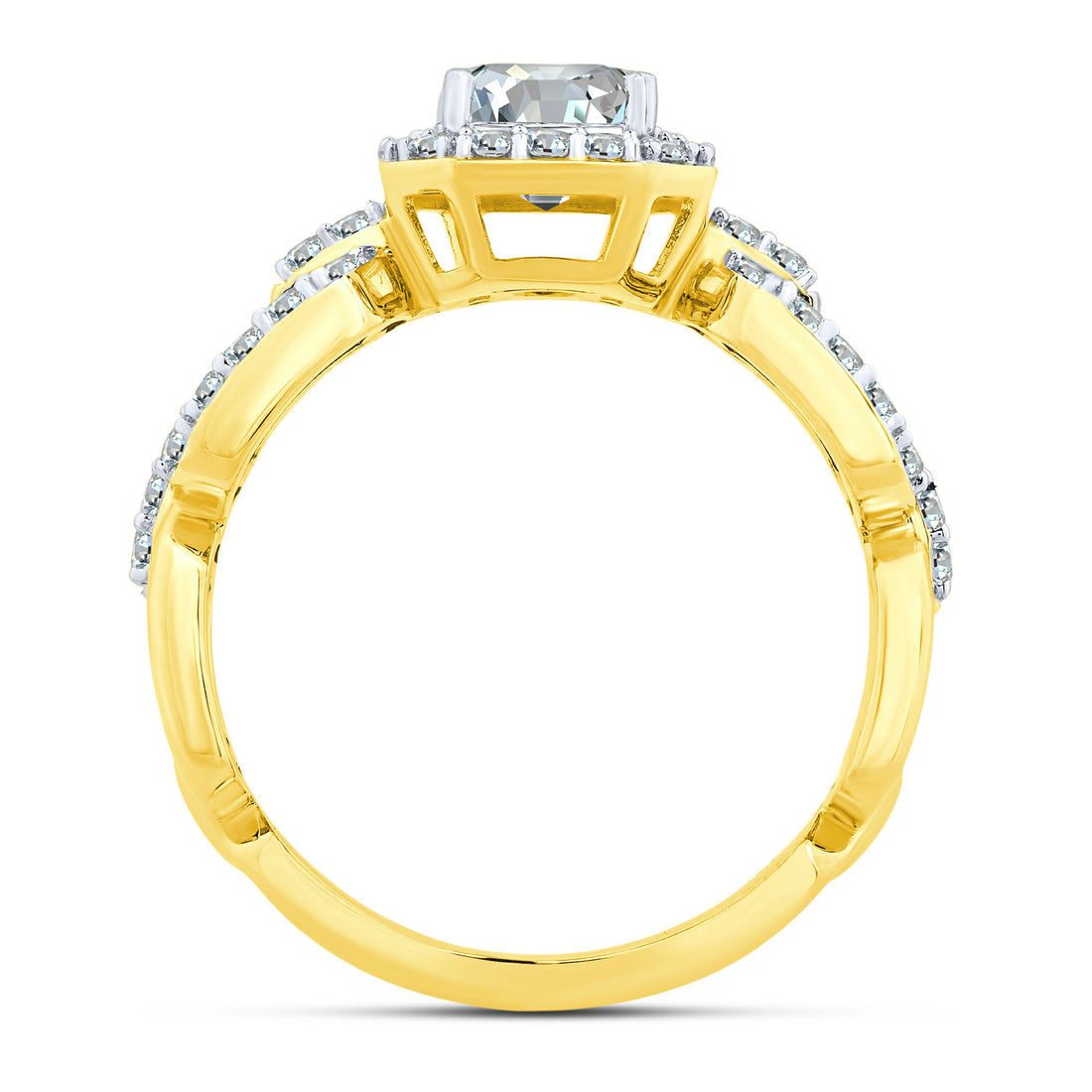 14K Yellow Gold Lab-Grown Diamond Halo Link-Style Engagement Ring – 2.02 CTW - product