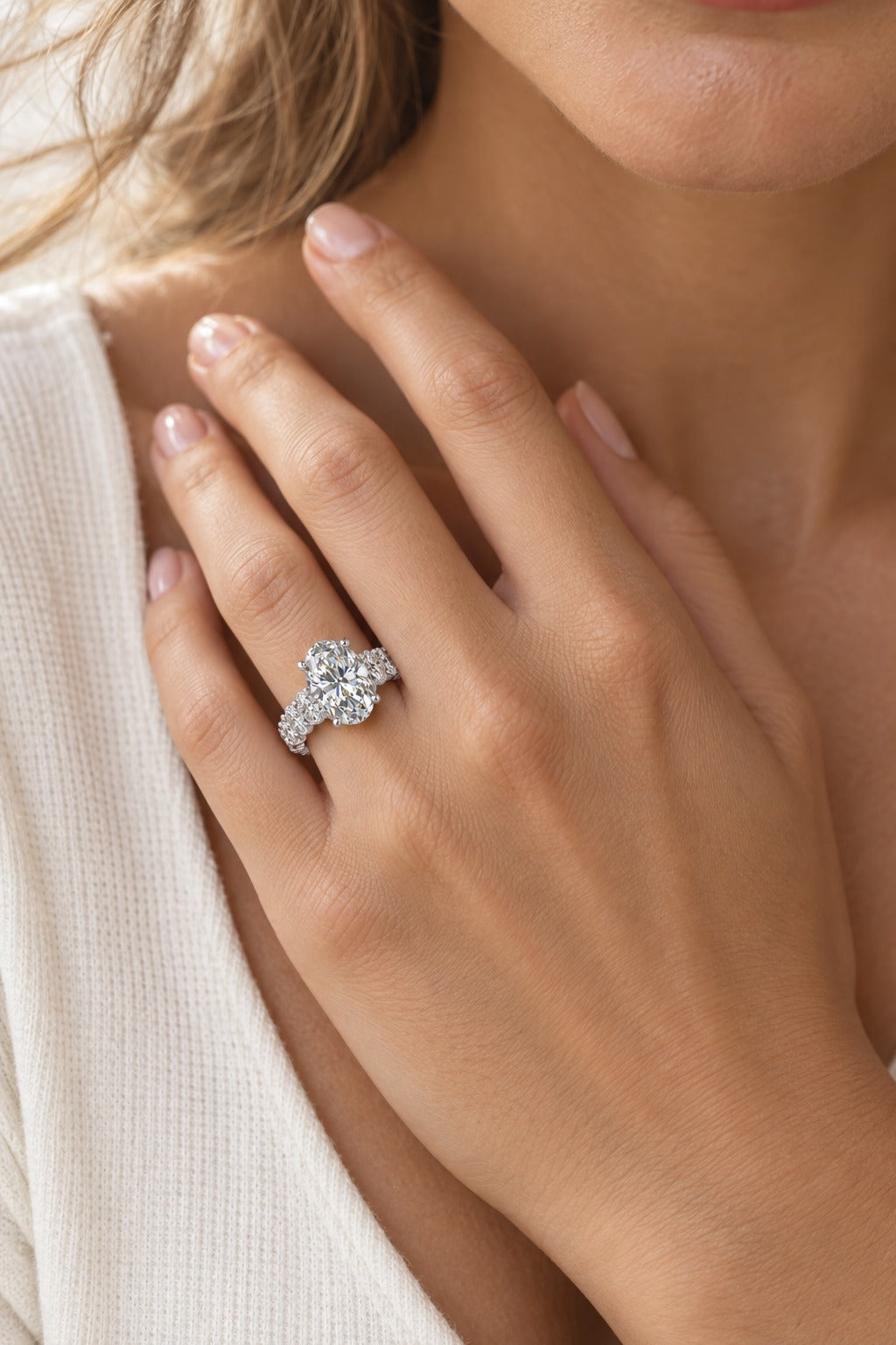 14K White Gold Lab-Grown Diamond Bridal Set – 13.06 CTW - lifestyle