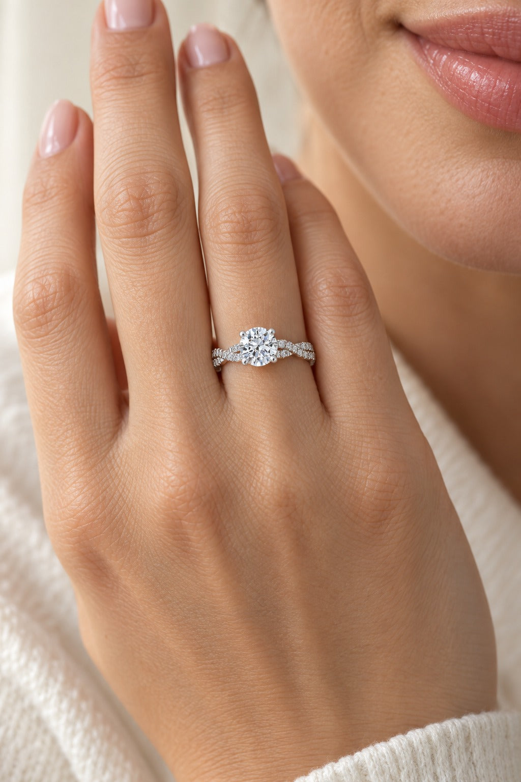 14K White Gold Round Lab-Grown Diamond Bridal Set – 1.55 CTW - lifestyle