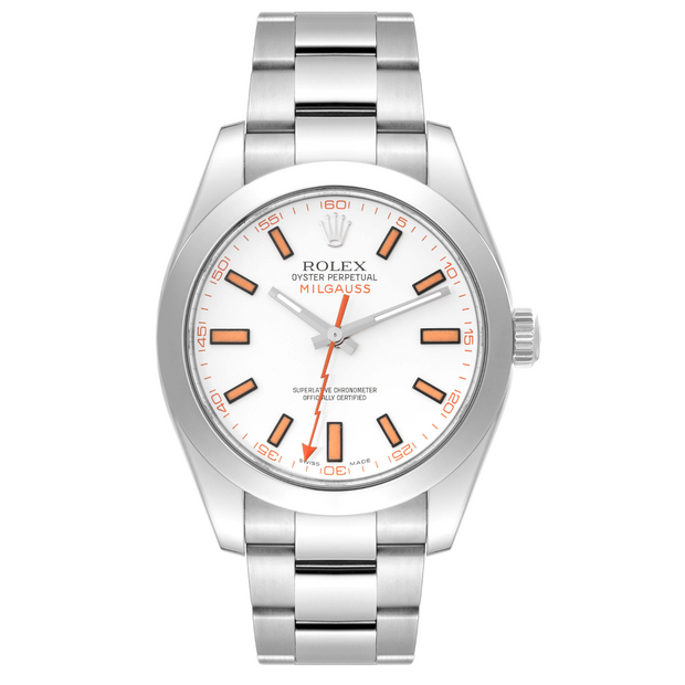 Rolex Milgauss 40mm White Dial Oyster Stainless Steel Watch 116400