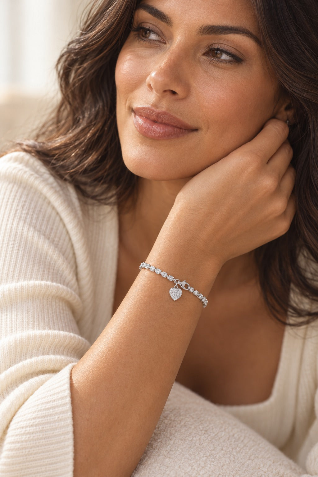 10K White Gold Round Lab-Grown Diamond Fashion Bracelet – 3 CTW - lifestyle
