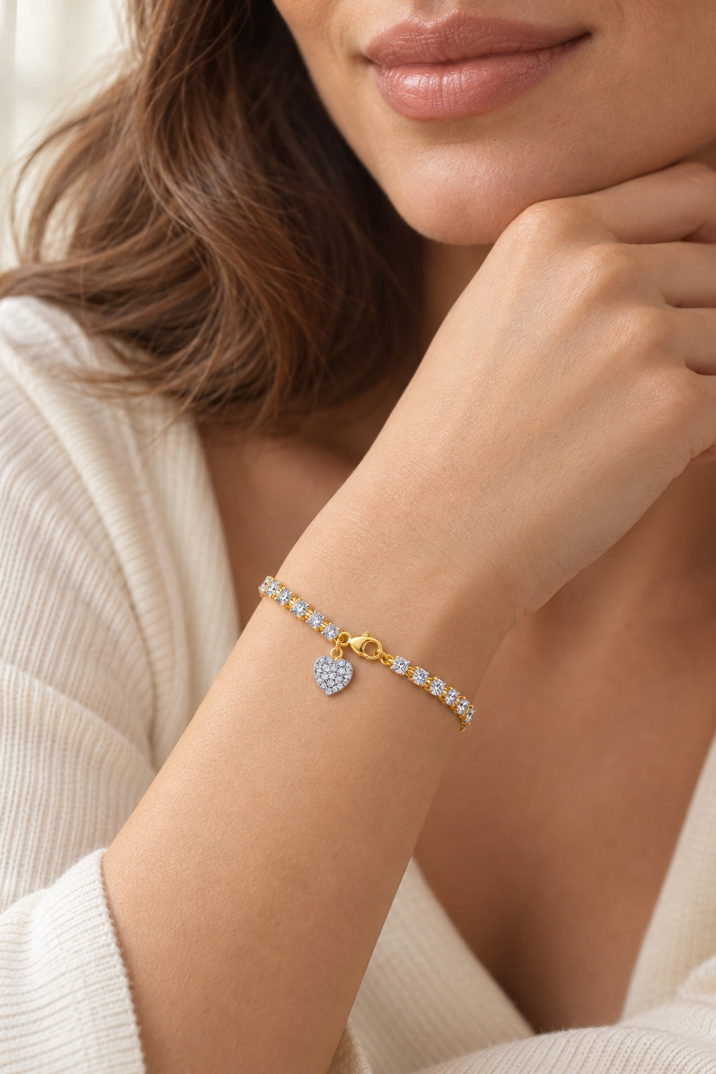 10K Yellow Gold Round Lab-Grown Diamond Fashion Bracelet – 3 CTW - lifestyle