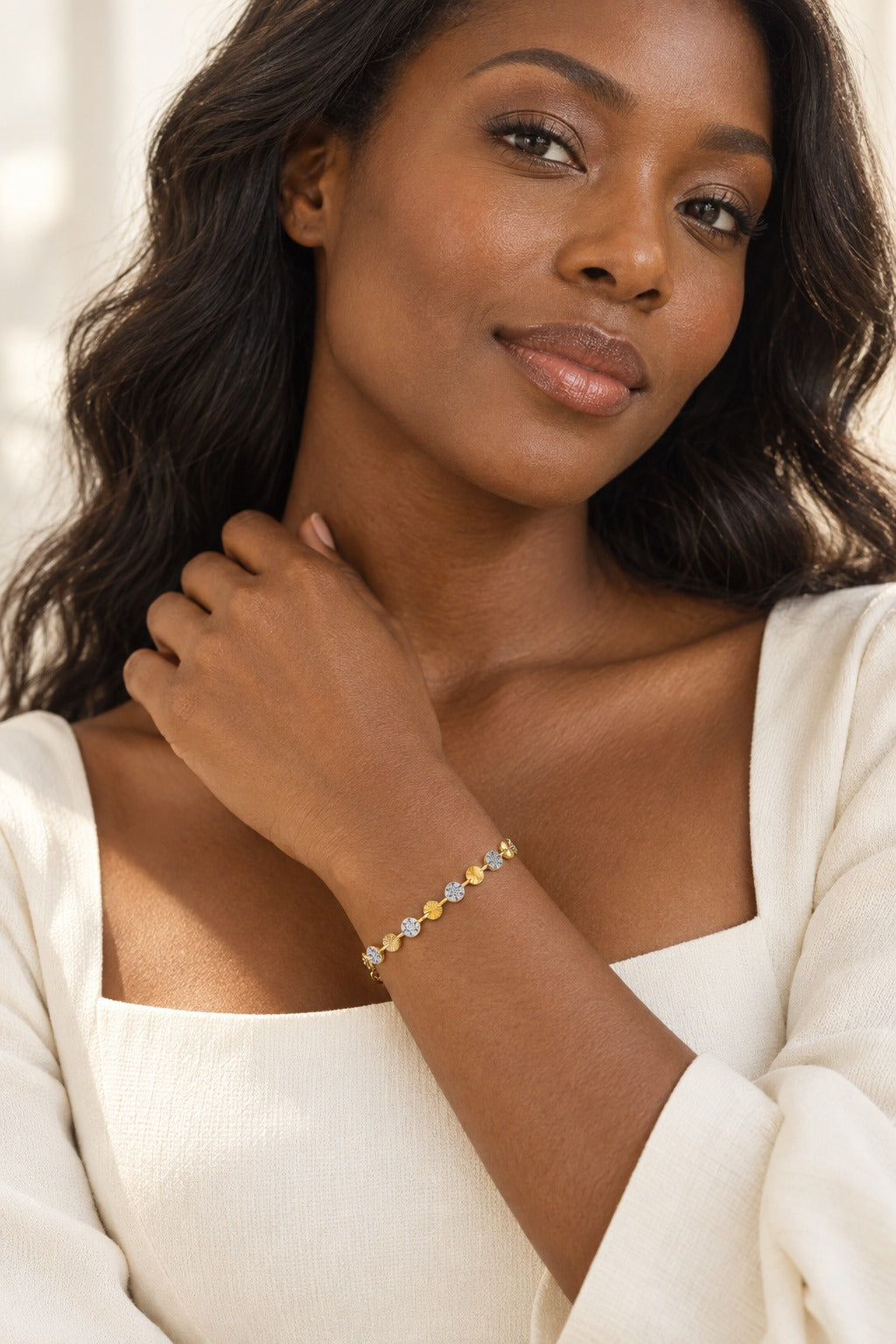 10K Yellow Gold Round Lab-Grown Diamond Bracelet – 0.5 CTW - lifestyle