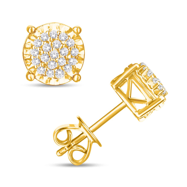 10K yellow gold 0.12CTW diamond round EARRINGS