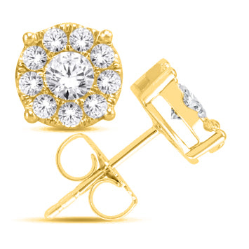 14K yellow GOLD 0.25 CTW diamond round EARRINGS