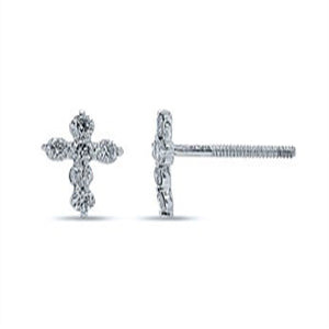 10K white gold 0.20 CTW diamond cross EARRINGS