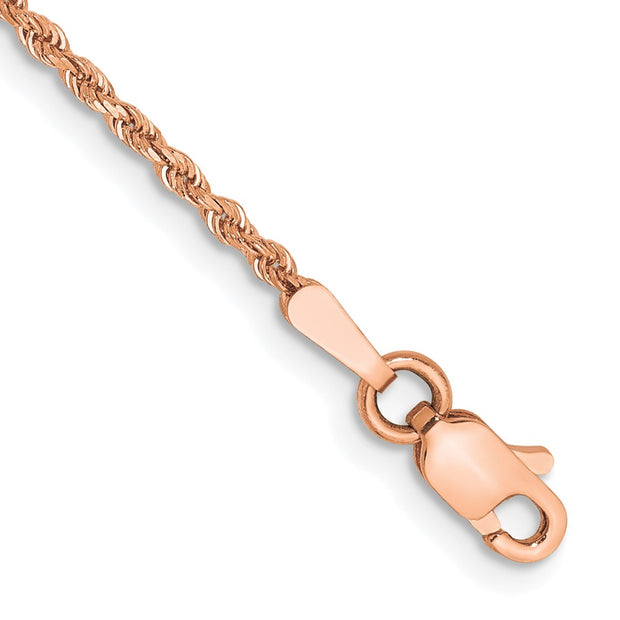 14k Rose Gold 1.50mm 9in D/C Rope Chain Anklet