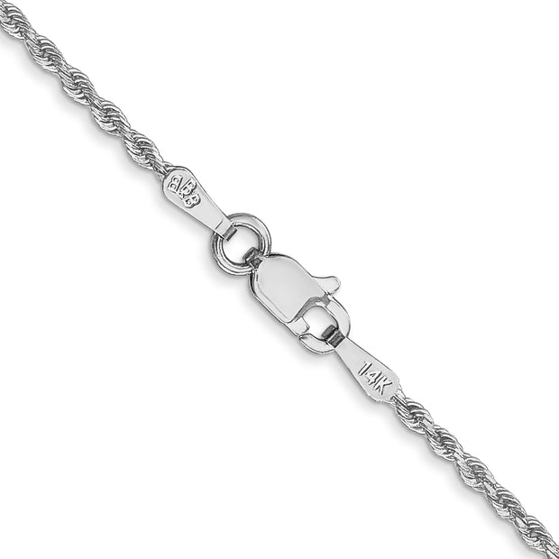 14k White Gold 1.5mm Diamond Cut Rope with Lobster Clasp Chain