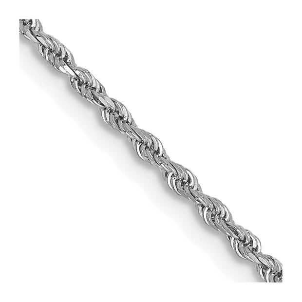 14k White Gold 1.5mm 16in D/C Rope with Lobster Clasp Chain