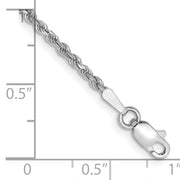 14k White Gold 1.75mm 9in Diamond-cut Rope Chain Anklet