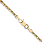 14k 2mm 20in D/C Rope with Lobster Clasp Chain