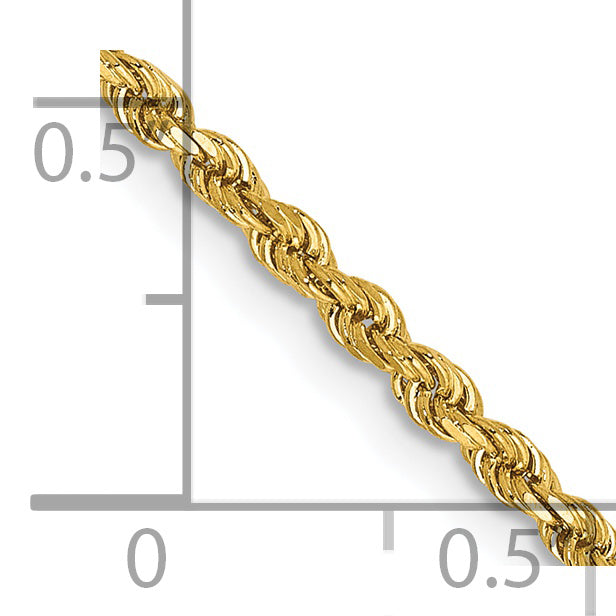 14k 2mm 20in D/C Rope with Lobster Clasp Chain
