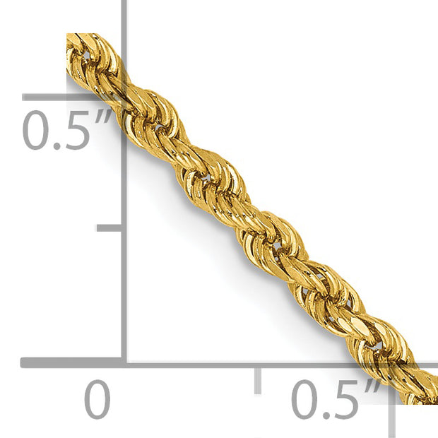 14k 2.25mm 20in D/C Rope with Lobster Clasp Chain