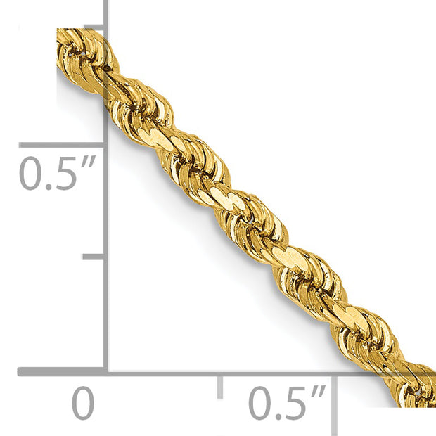14k 2.75mm 20in Diamond-cut Rope with Lobster Clasp Chain