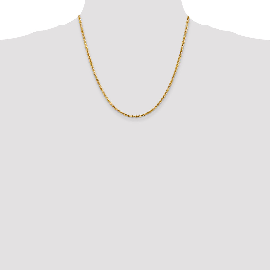 14K 2.75mm 20In Diamond-Cut Rope With Lobster Clasp Chain