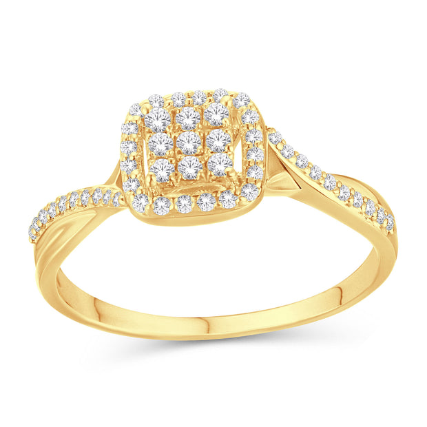 10K yellow gold 0.20 CTW diamond halo ring