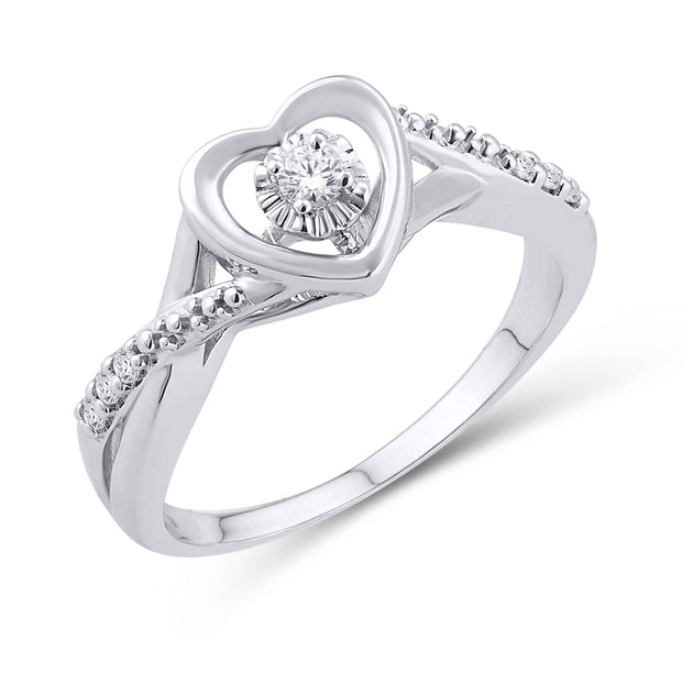 10KT White Gold 0.10 Carat Heart Ladies Ring-0226305-WG