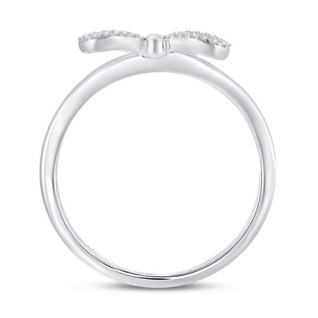 10KT White Gold 0.07 Carat bow Ring-0228121-WG