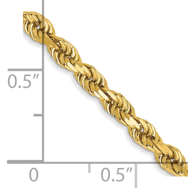 14k 3mm 20in D/C Rope with Lobster Clasp Chain