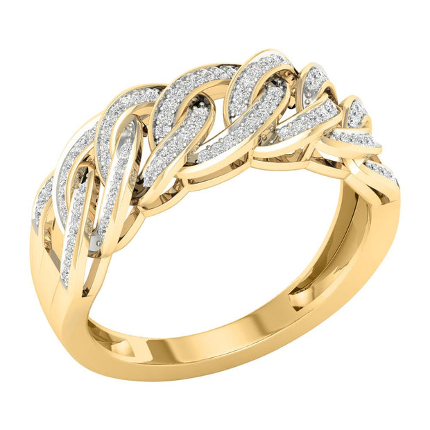 10K yellow gold 0.25 CTW diamond Cuban MEN'S RING