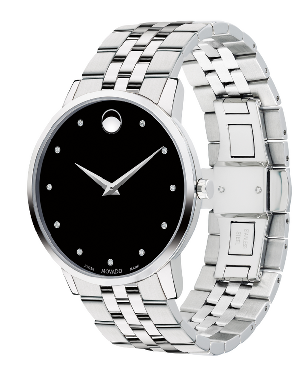 Movado Museum Classic Black Dial Diamond Watch 0607201 Paramount Jewelers LLC