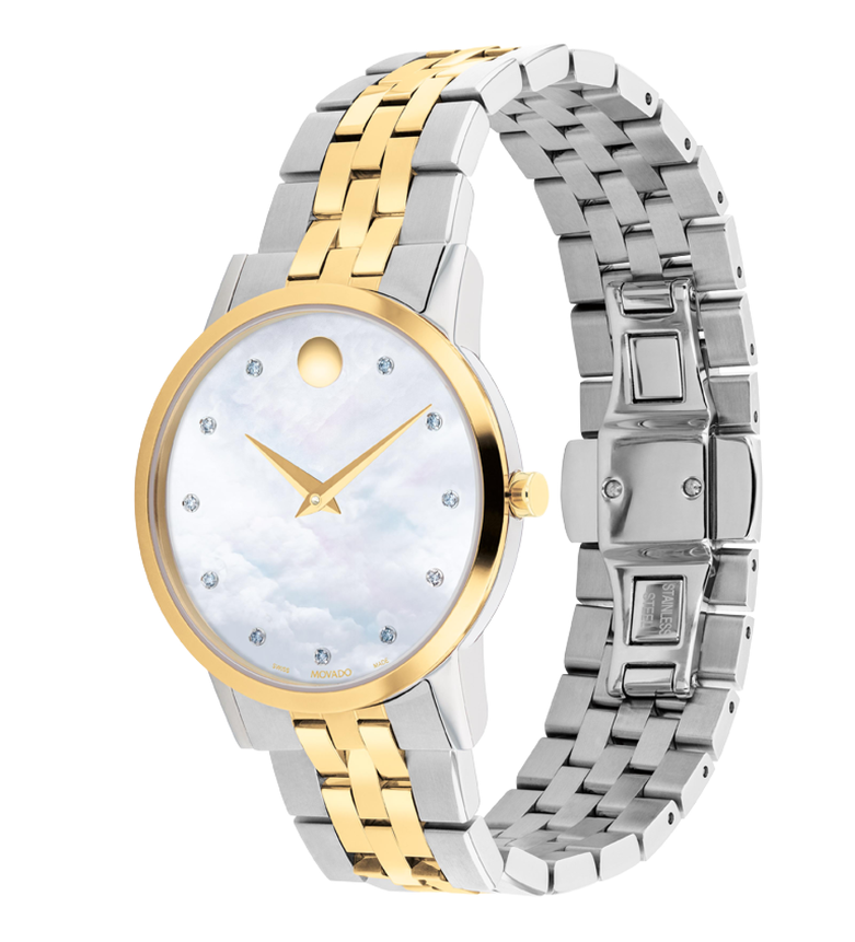 Movado Museum Classic Mother Of Pearl Ladies' Two-Tone Watch 0607630