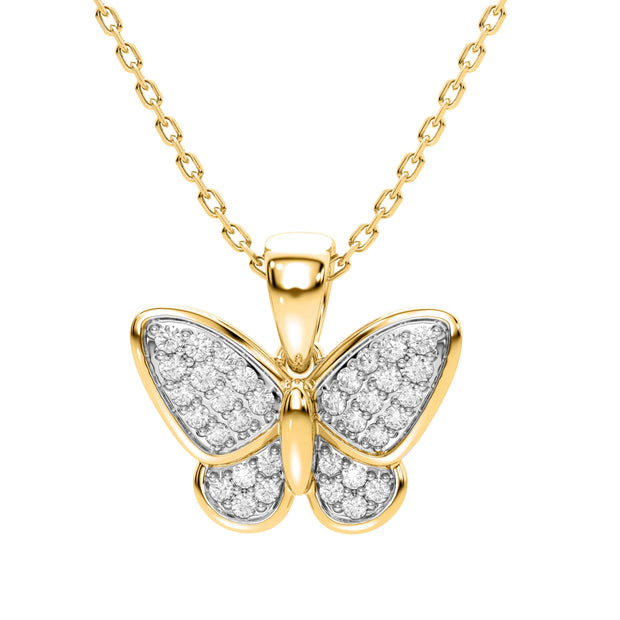 10K yellow gold 0.20 CTW diamond butterfly PENDANT