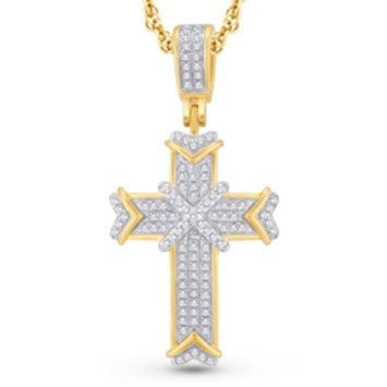 10K yellow gold 0.15 CTW diamond cross pendant
