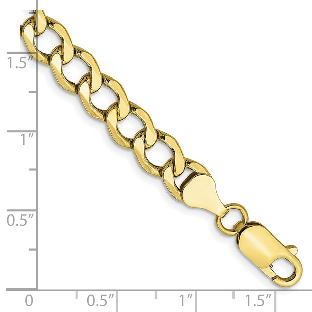 10k 6.5mm 8in Semi-Solid Curb Link Chain Bracelet