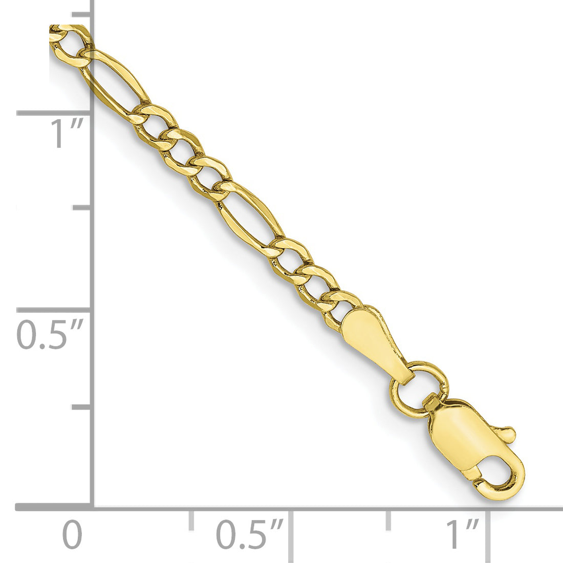 10K 2.5mm 10In Semi-Solid Figaro Anklet