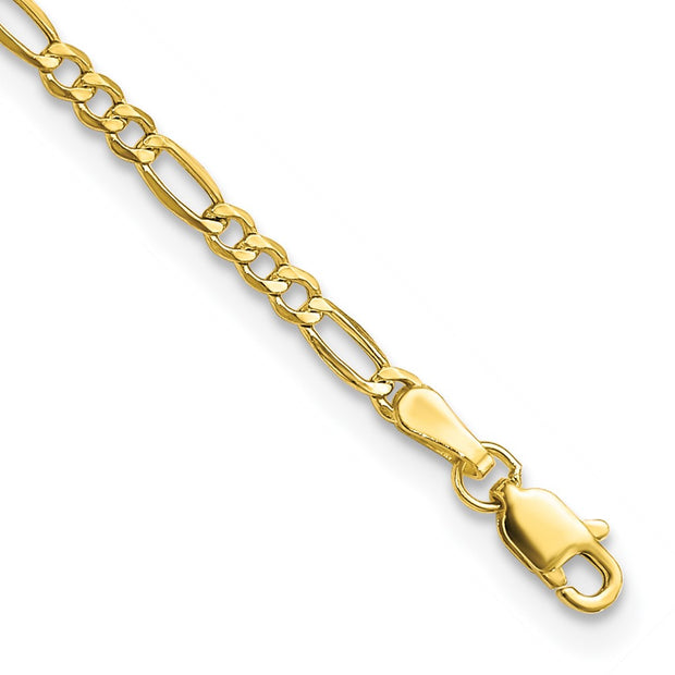 10k 2.5mm 10in Semi-Solid Figaro Anklet